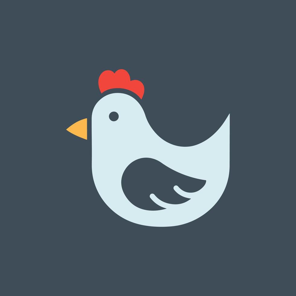 simple chicken icon illustration, abstract chicken rooster face head mascot logo icon vector