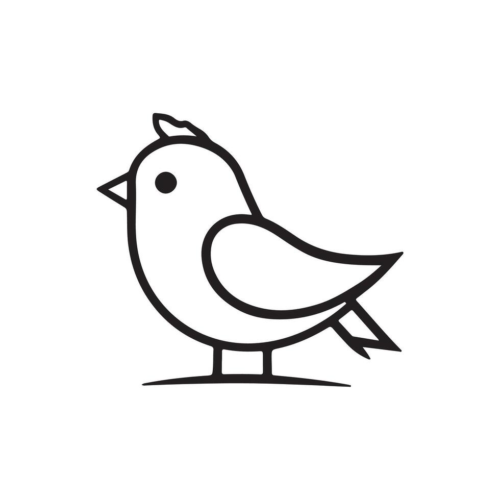 simple bird logo icon illustration, line art, one line art bird vector