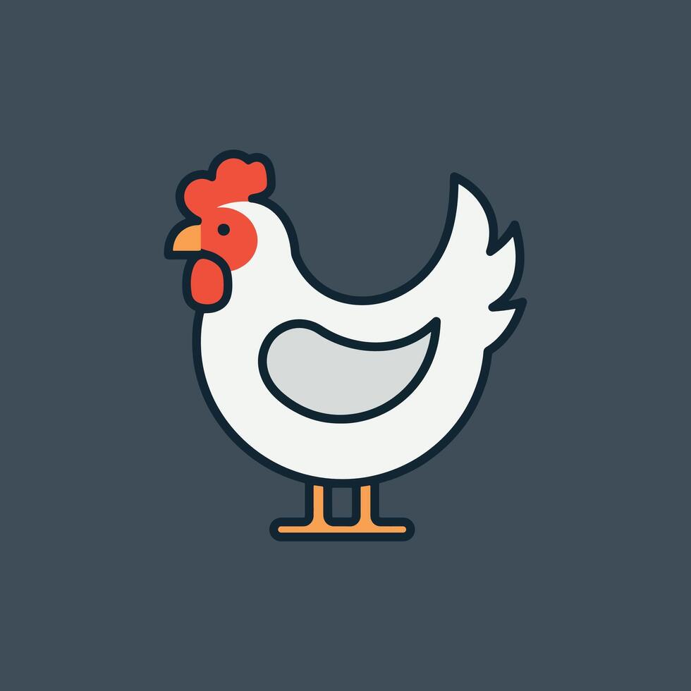 simple chicken icon illustration, abstract chicken rooster face head mascot logo icon vector