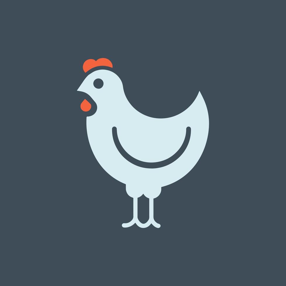 simple chicken icon illustration, abstract chicken rooster face head mascot logo icon vector