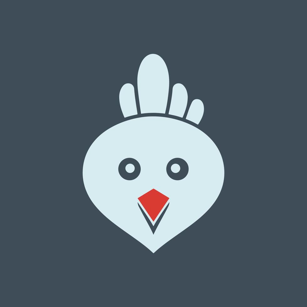 simple chicken icon illustration, abstract chicken rooster face head mascot logo icon vector