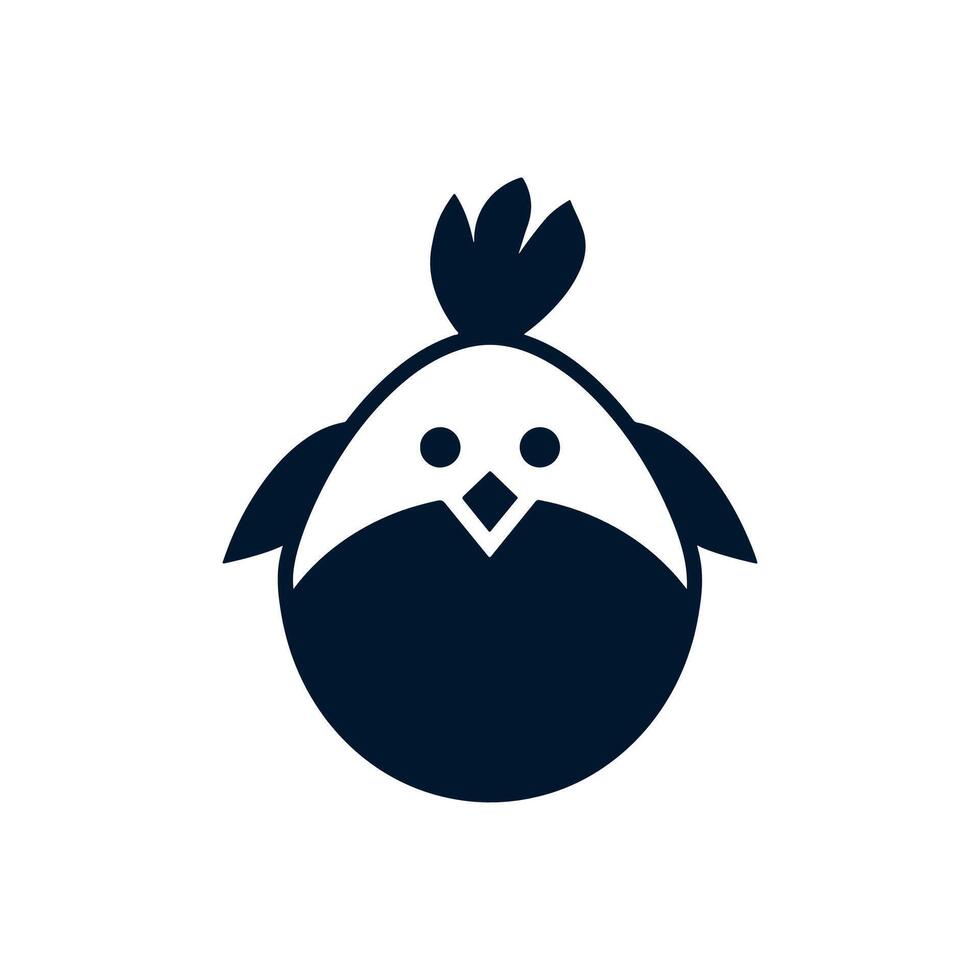 simple chicken icon illustration, abstract chicken rooster face head mascot logo icon vector