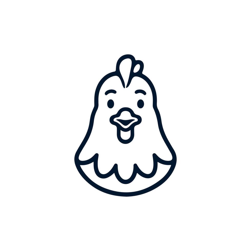 simple chicken one line illustration, colorful chicken art, abstract chicken rooster face head mascot logo icon vector