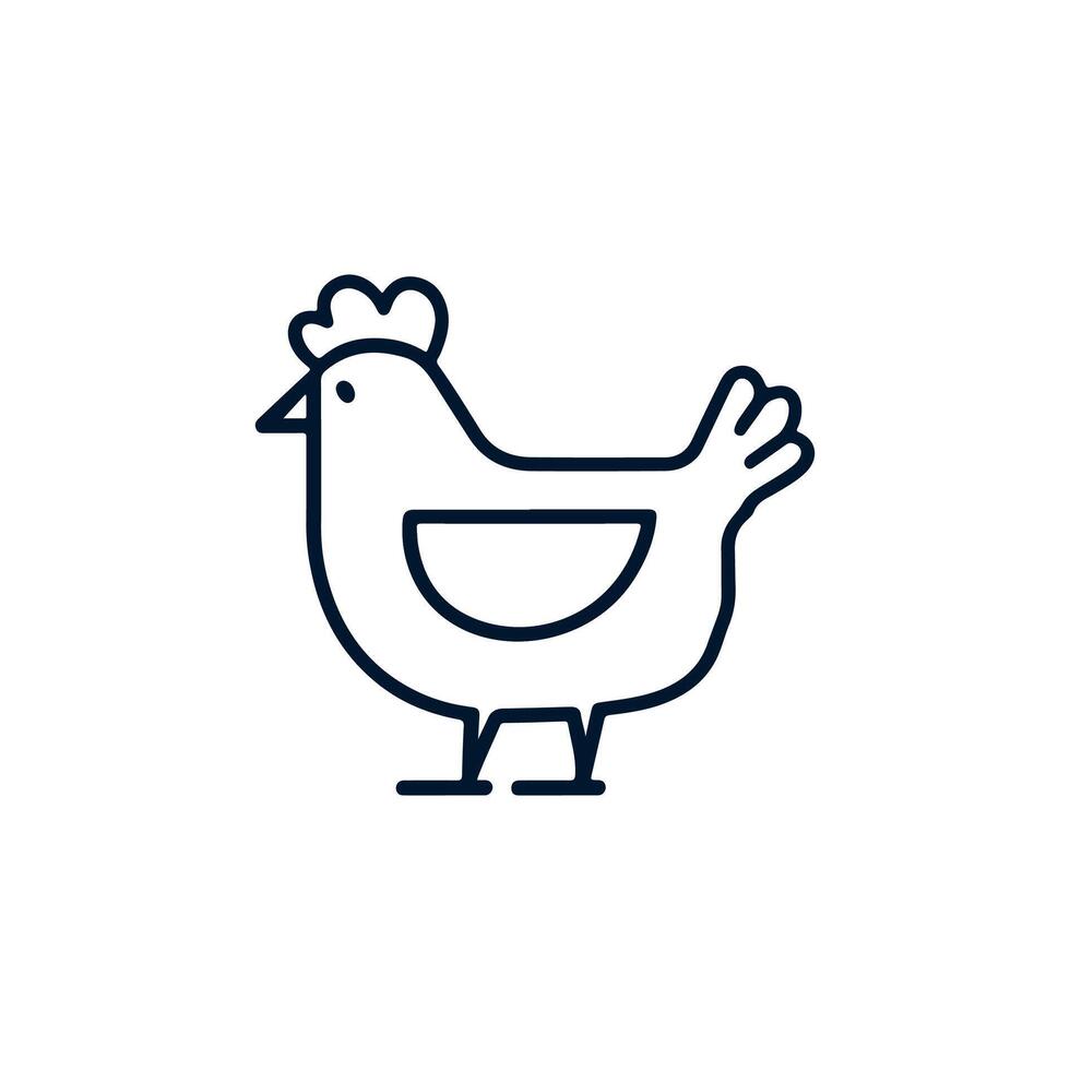 simple chicken one line illustration, colorful chicken art, abstract chicken rooster face head mascot logo icon vector