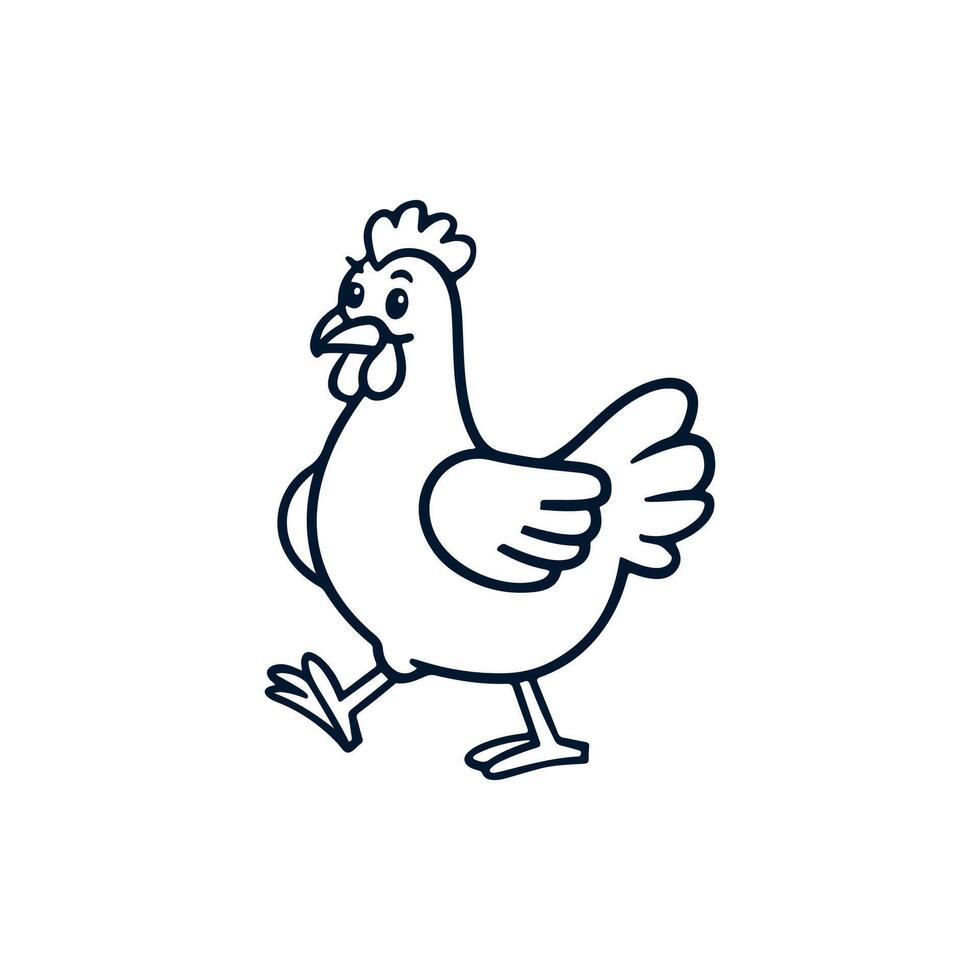 simple chicken one line illustration, colorful chicken art, abstract chicken rooster face head mascot logo icon vector