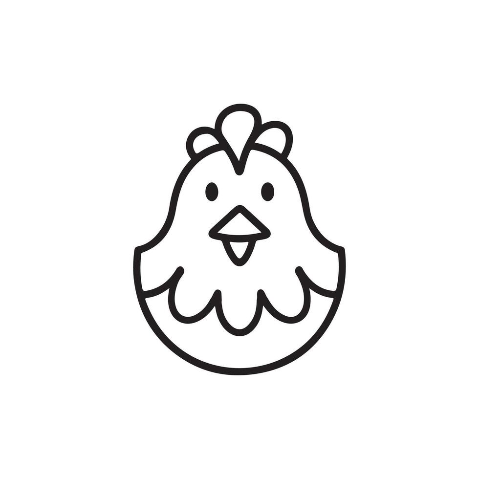 simple chicken one line illustration, colorful chicken art, abstract chicken rooster face head mascot logo icon vector
