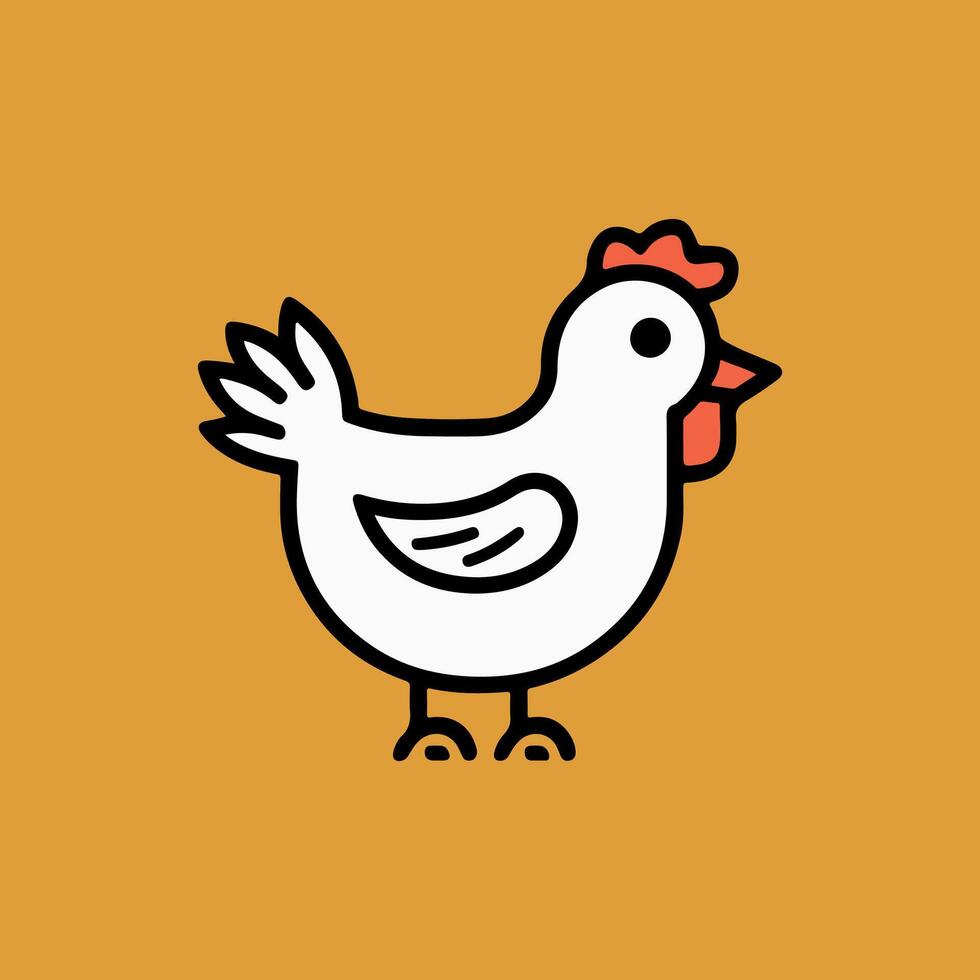 simple chicken one line illustration, colorful chicken art, abstract chicken rooster face head mascot logo icon vector