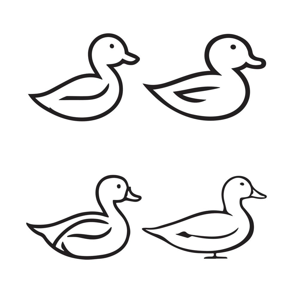 duck silhouettes, Lake Ducks Silhouette, Duck silhouettes, duck collection, various poses, black isolated figures vector