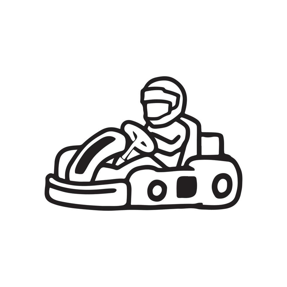 Kart racer, Go Kart racing image. Go Kart racing silhouette on white background vector