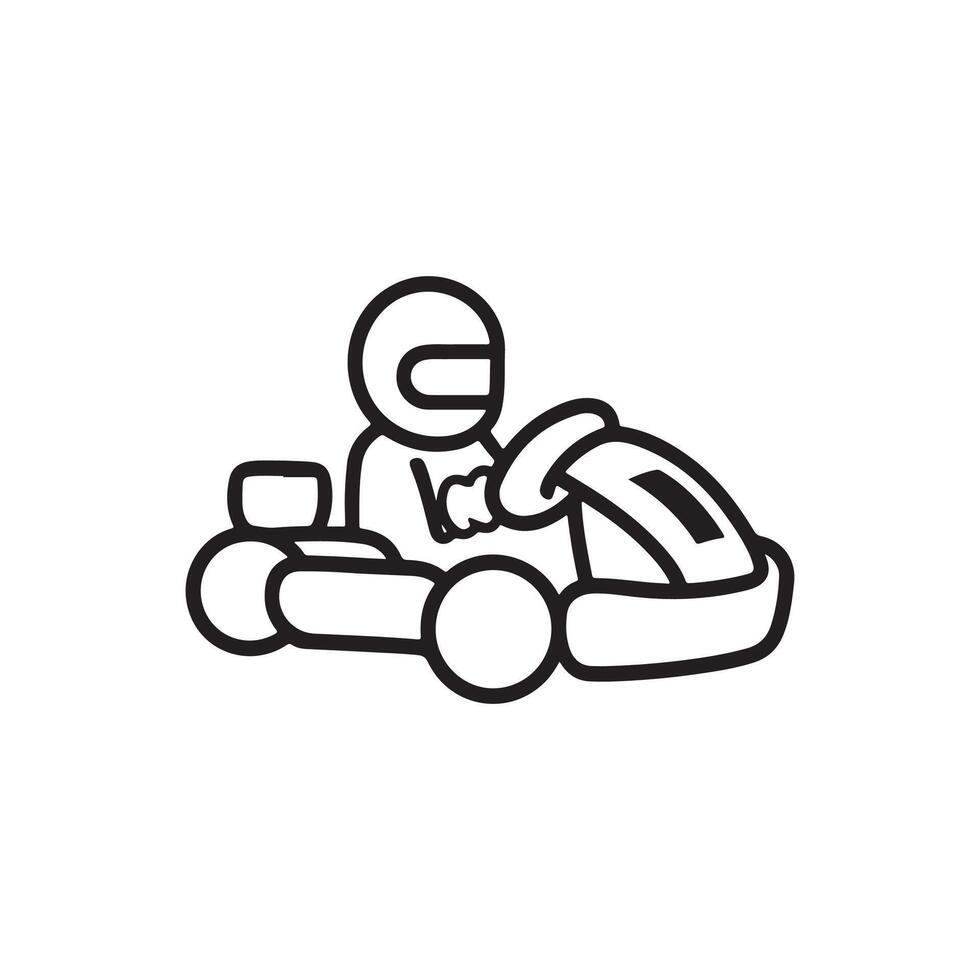 Kart racer, Go Kart racing image. Go Kart racing silhouette on white background vector