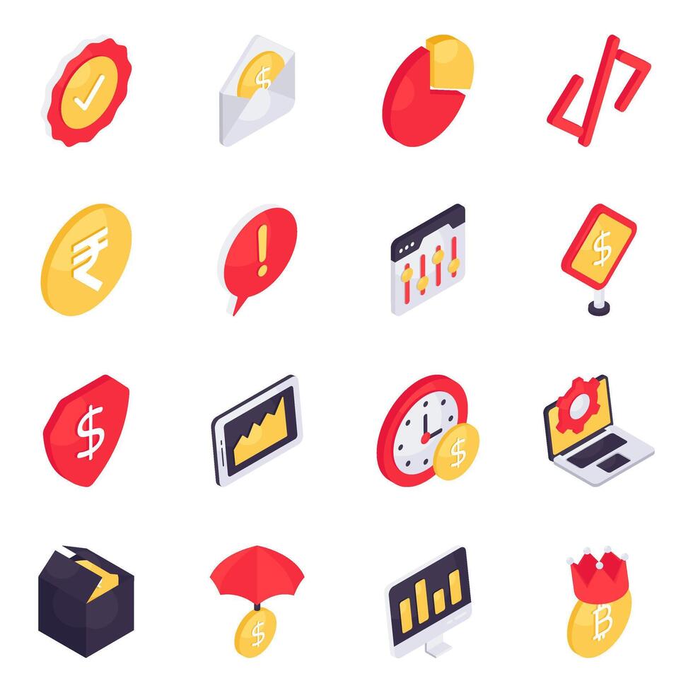 Set of Business and Investment Isometric Icons vector