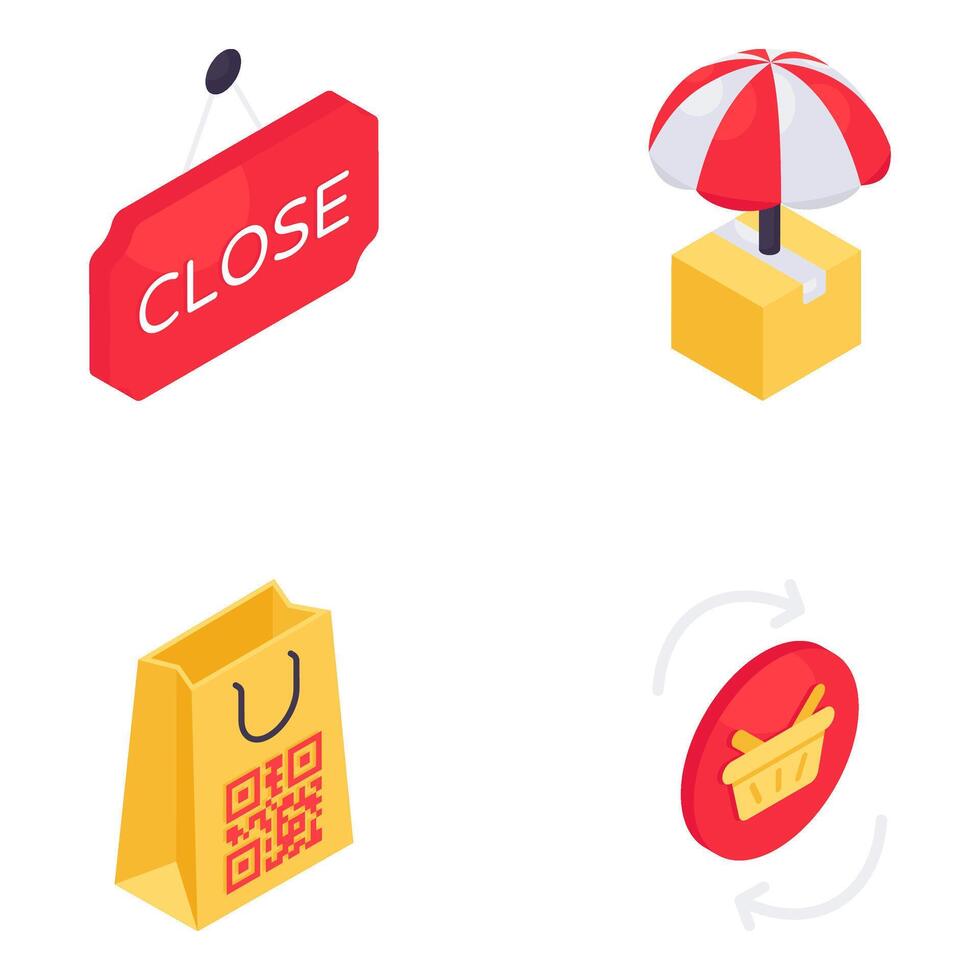 Set of Colored Isometric Icons vector
