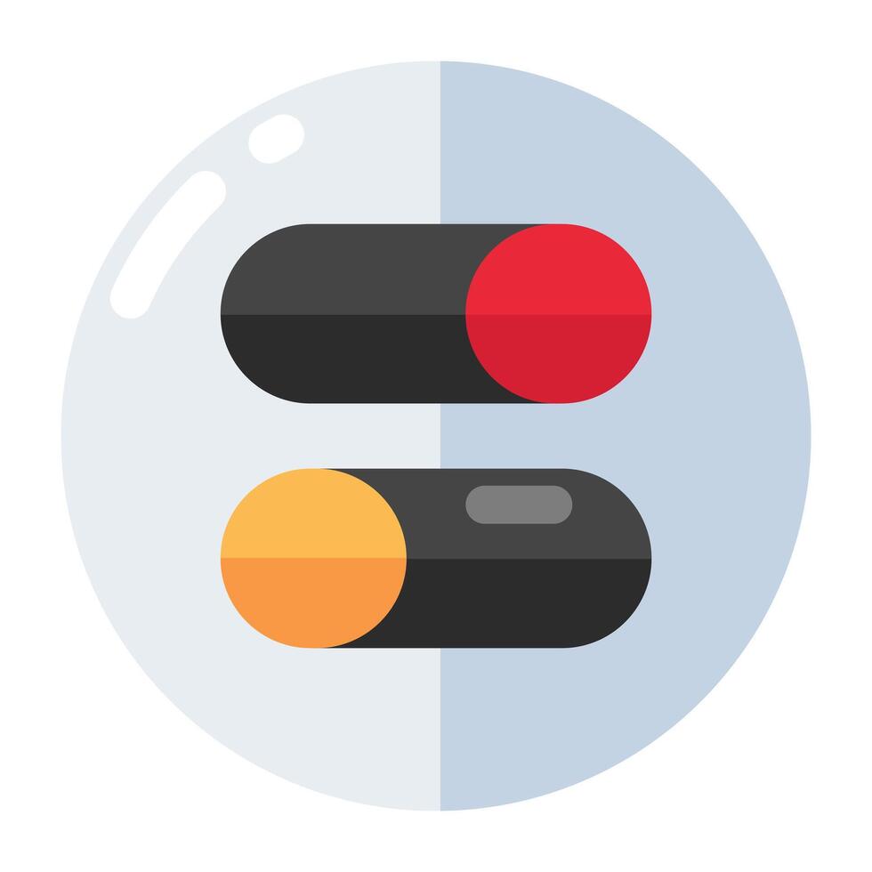 A colored design icon of toggle buttons vector