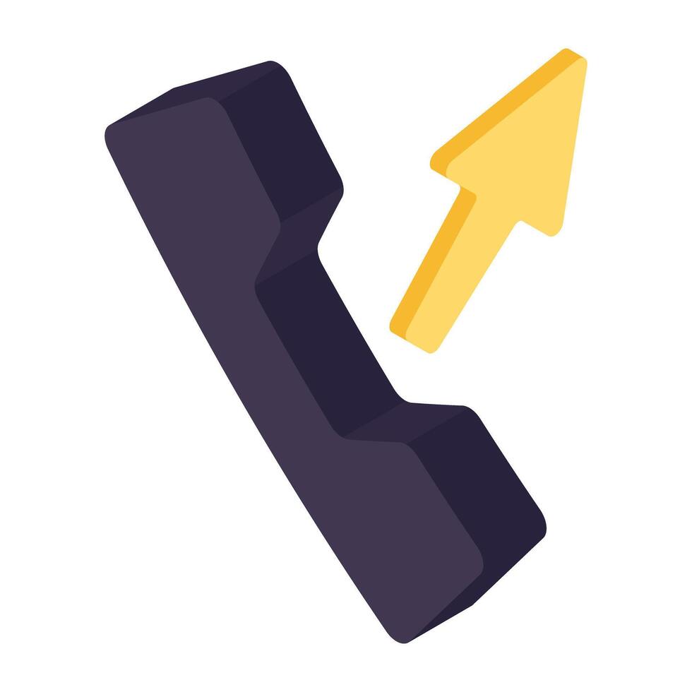 A isometric design icon of outgoing call vector