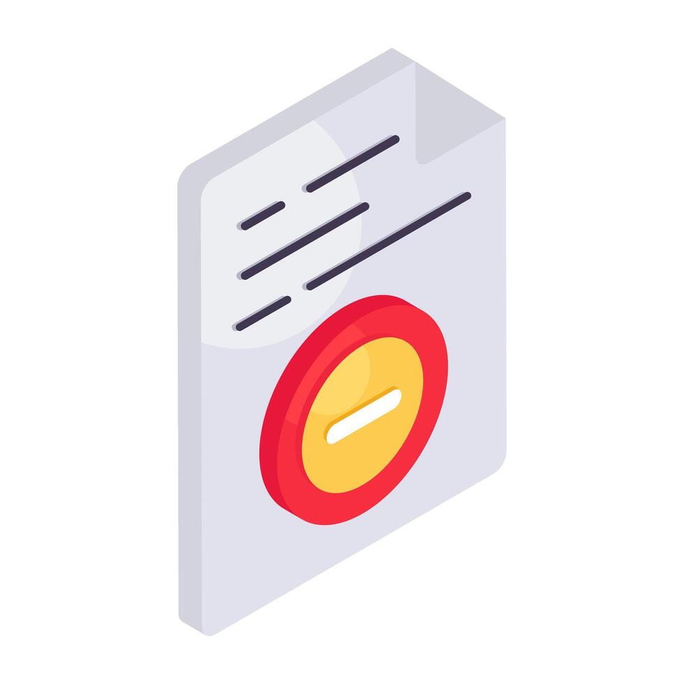 Editable design icon of delete file vector