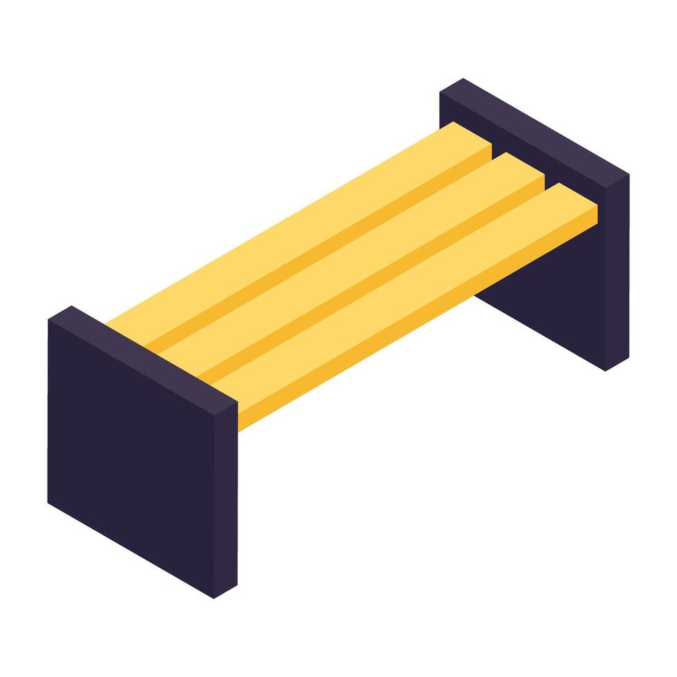 Editable design icon of outdoor bench vector