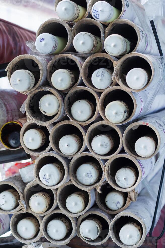 View on a rows of athletics sport equipment for pole vault photo