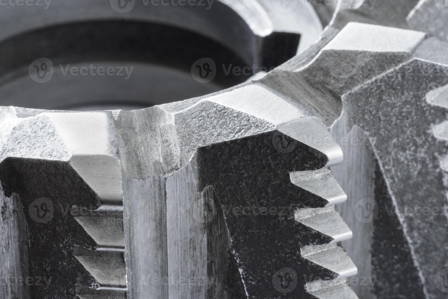 Close up view of a fragment of steel milling cutter photo