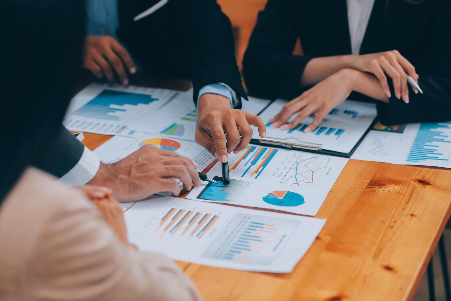 Business People Entrepreneurs Teams are Meeting Discussing and Problem Solving Together Their Project in Conference Room. Professional Entrepreneurship Teamwork are Business Dealing Meeting Together photo