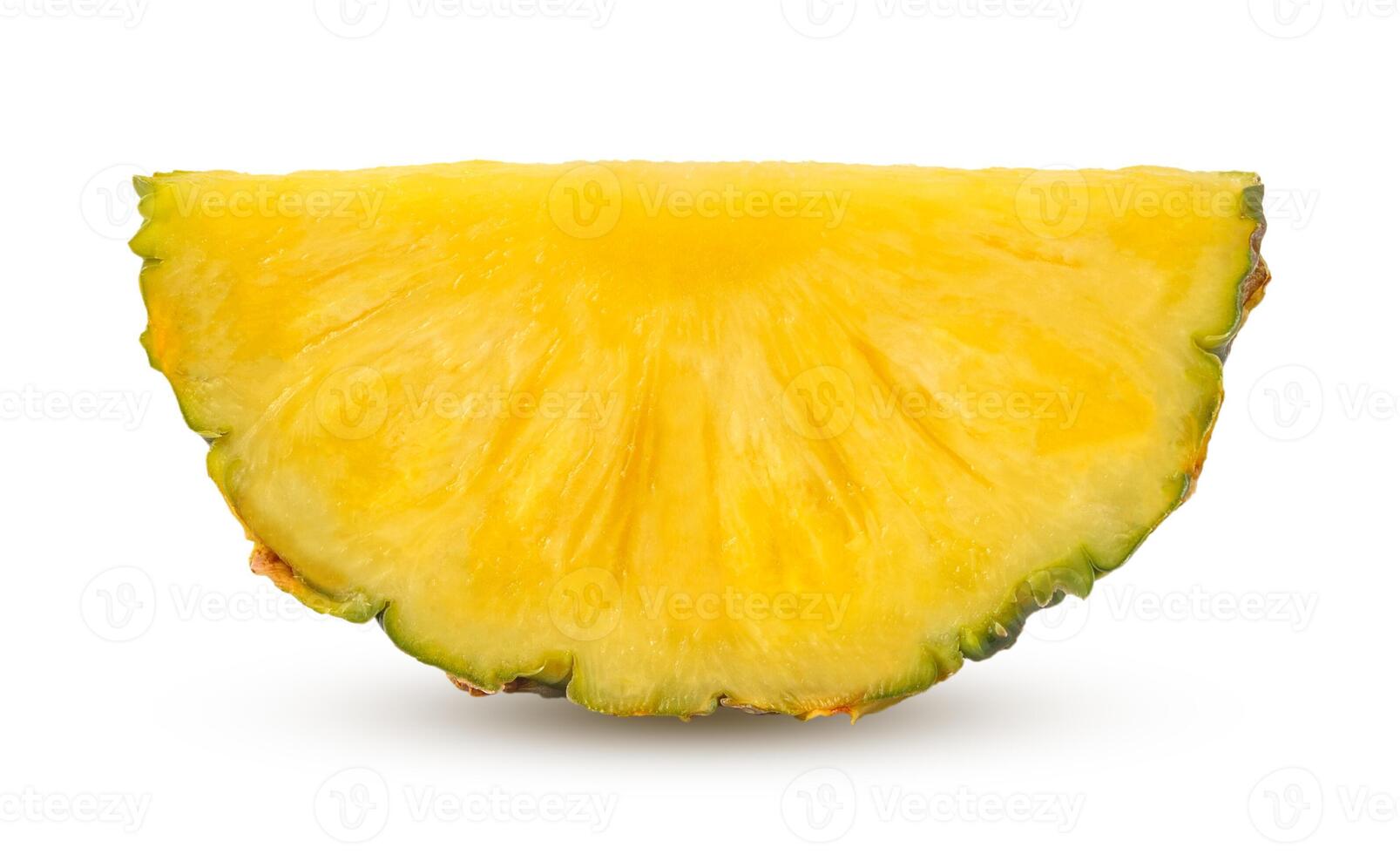 Piece of pineapple with shadows isolated on white background photo