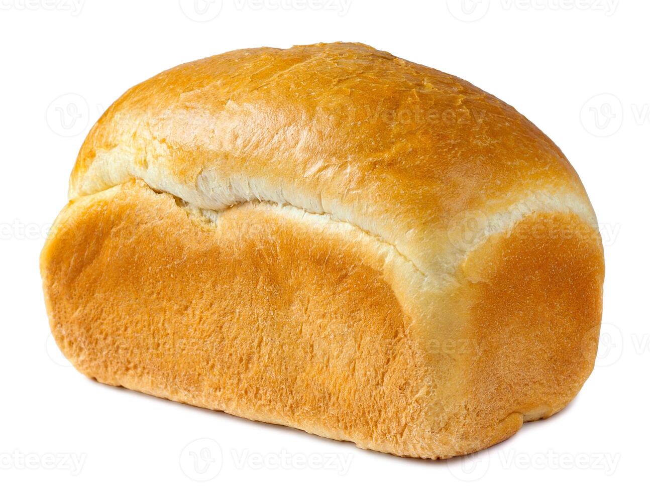 A whole loaf of bread with shadow isolated on white background photo