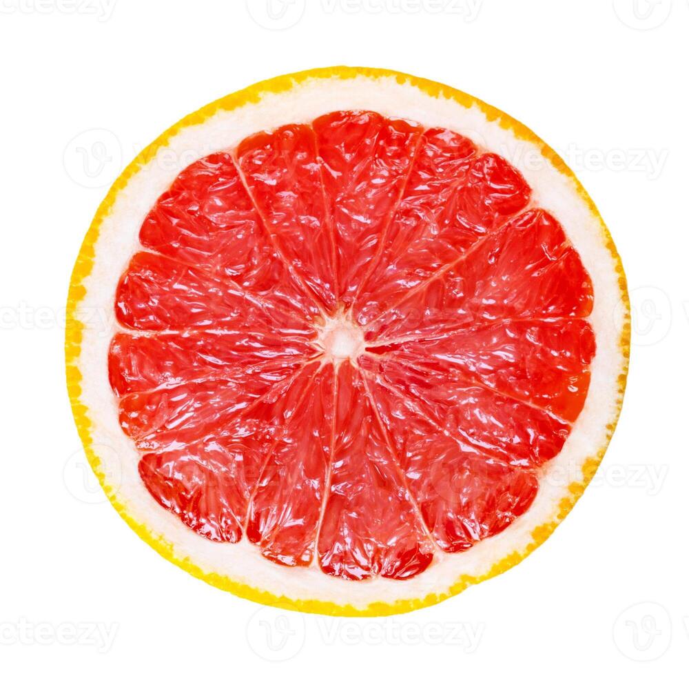 Round slice of grapefruit isolated on a white background photo