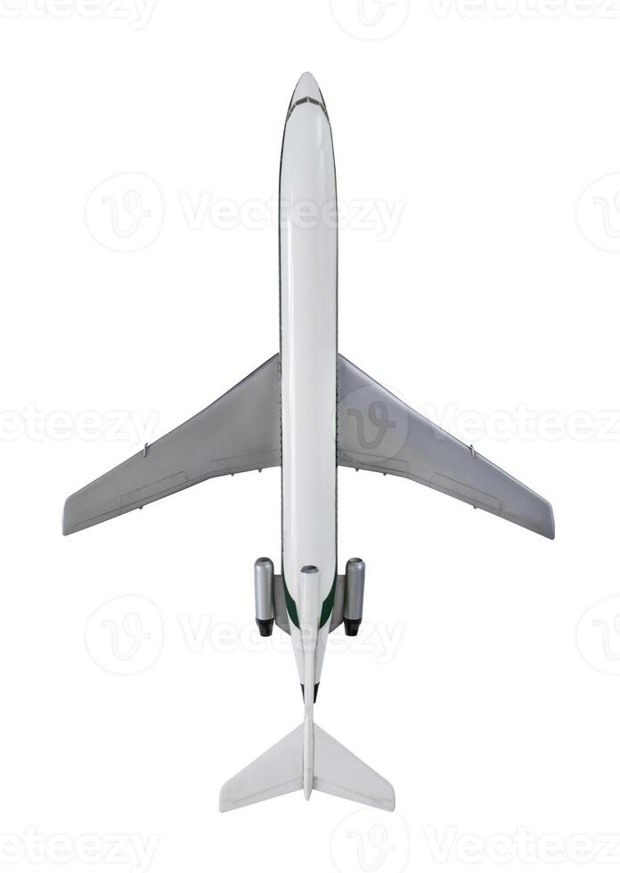 Top view of a aircraft model isolated on white background photo