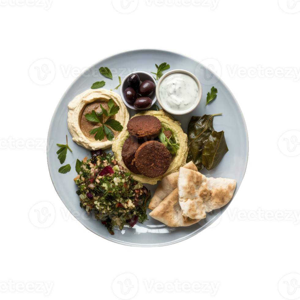 Falafel and hummus plate png