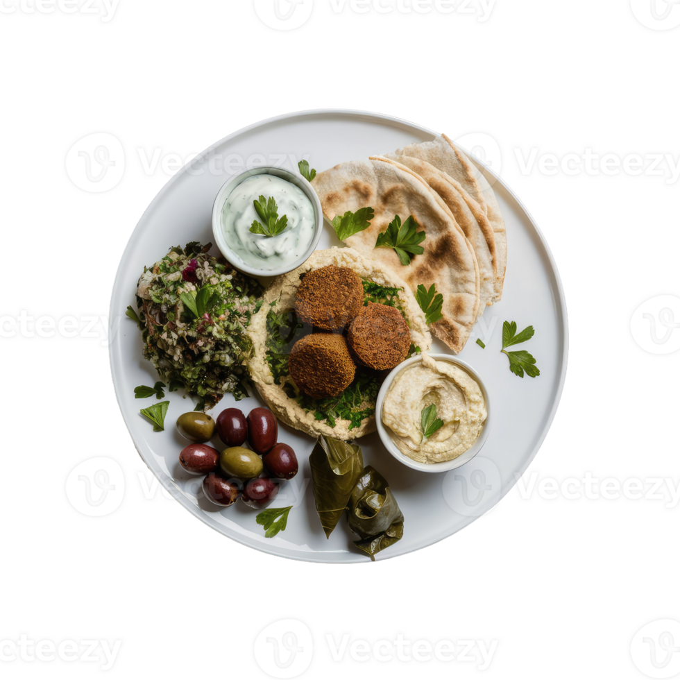 Falafel and hummus plate png