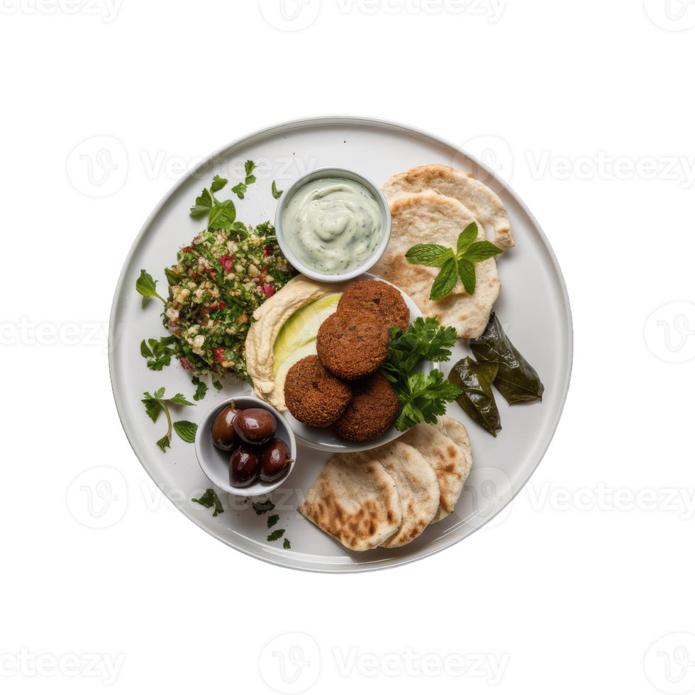 Falafel and hummus plate png