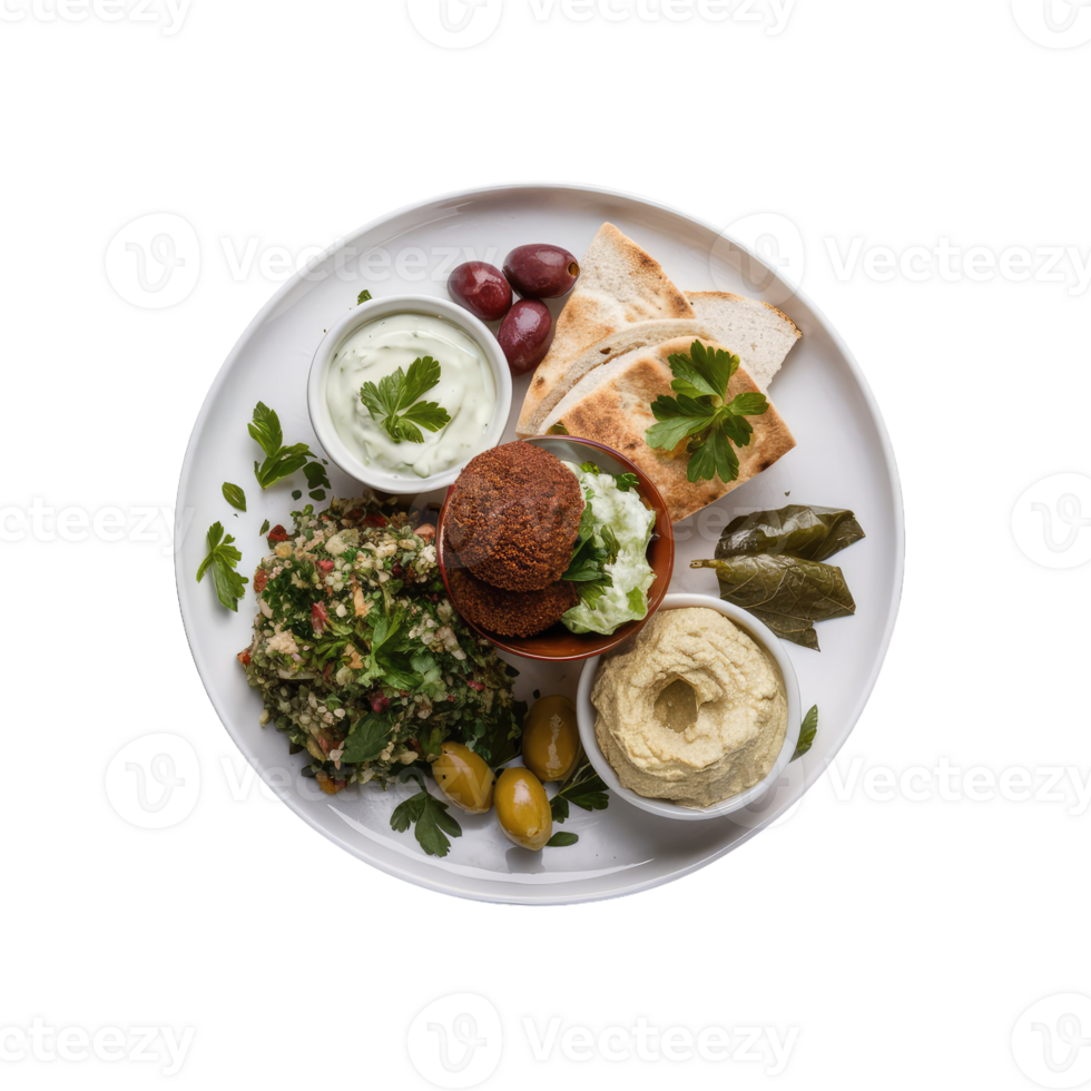 Falafel and hummus plate png