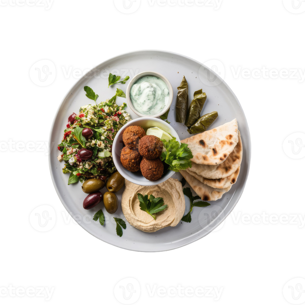 Falafel and hummus plate png