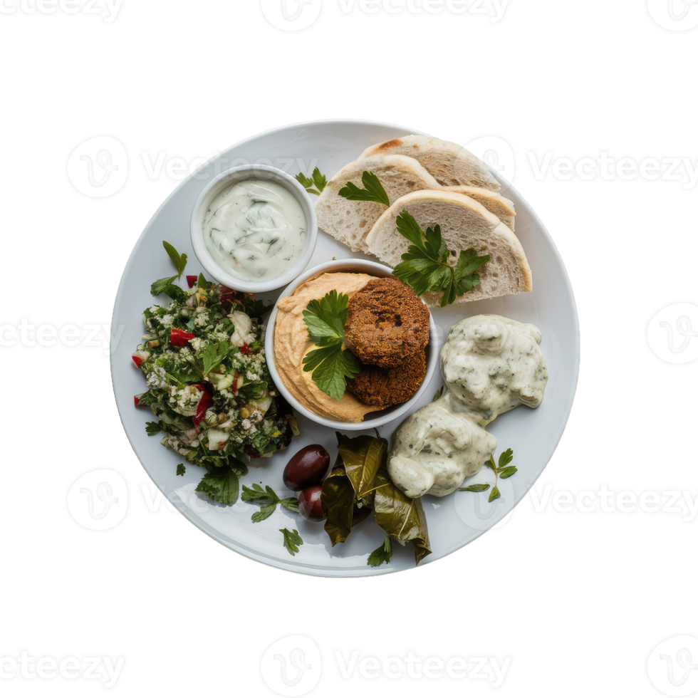 Falafel and hummus plate png