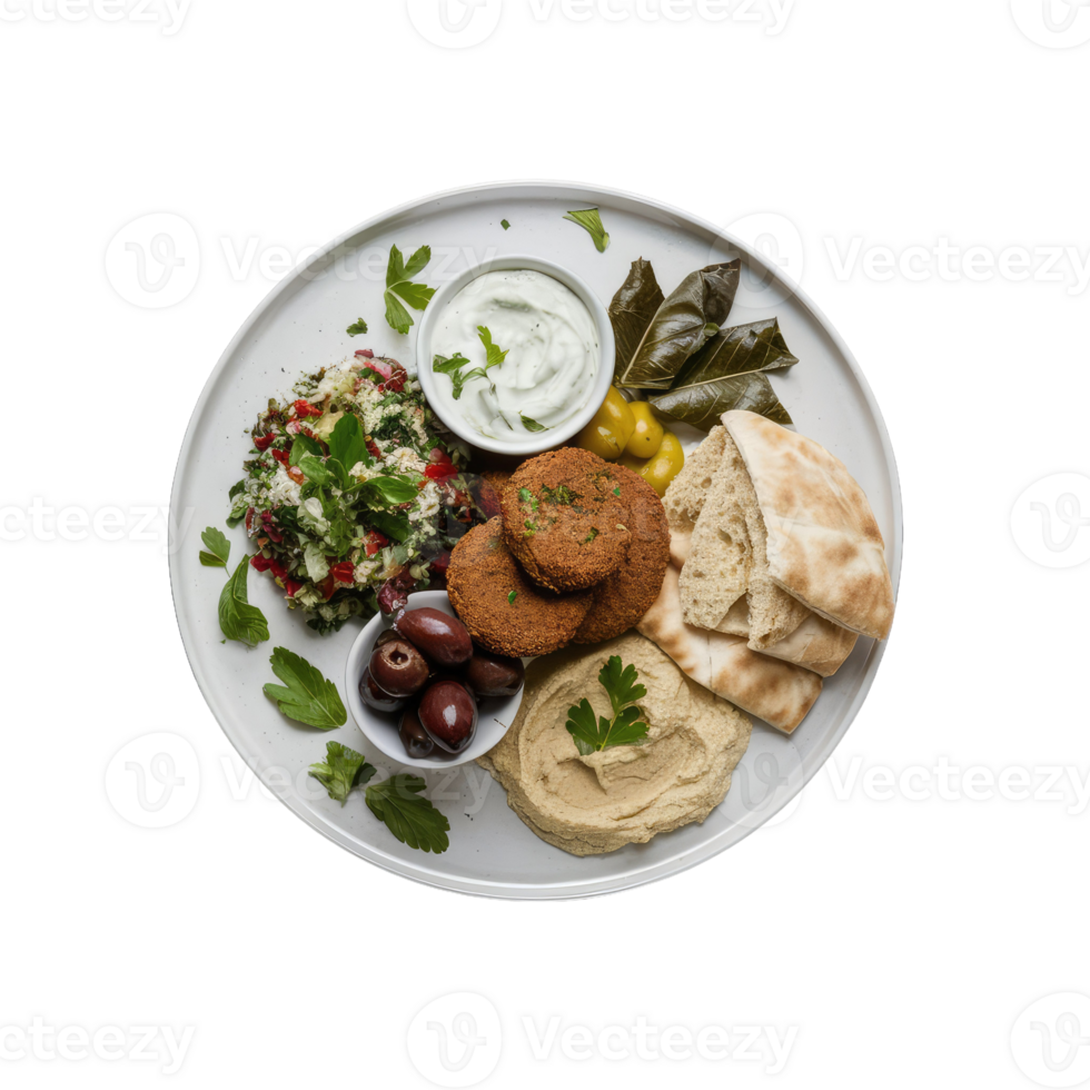Falafel and hummus plate png