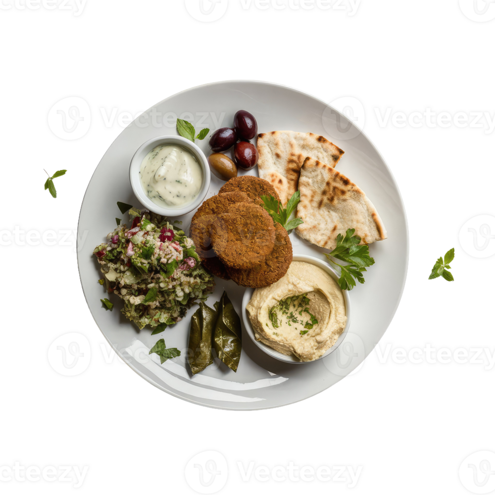 Falafel and hummus plate png