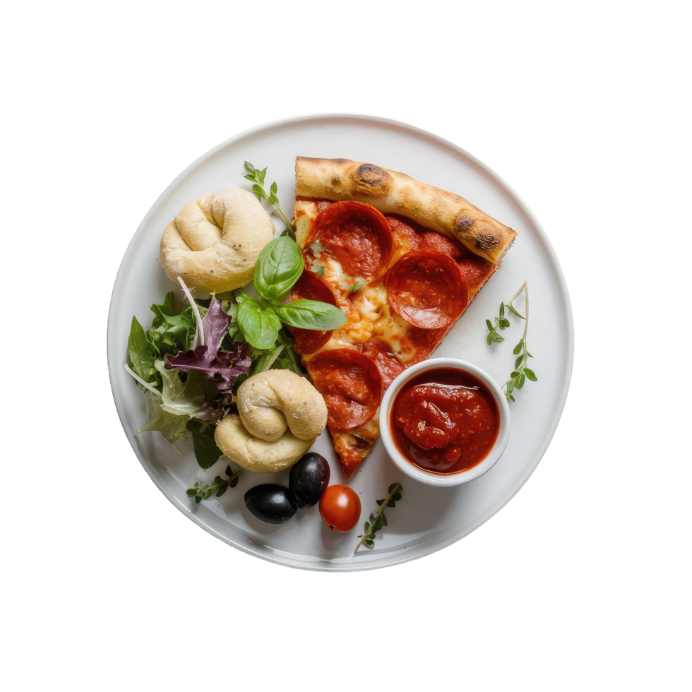 A Slice of Pizza on a White Plate png