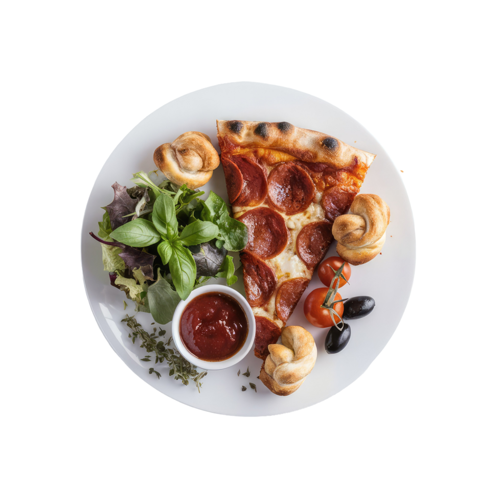 A Slice of Pizza on a White Plate png