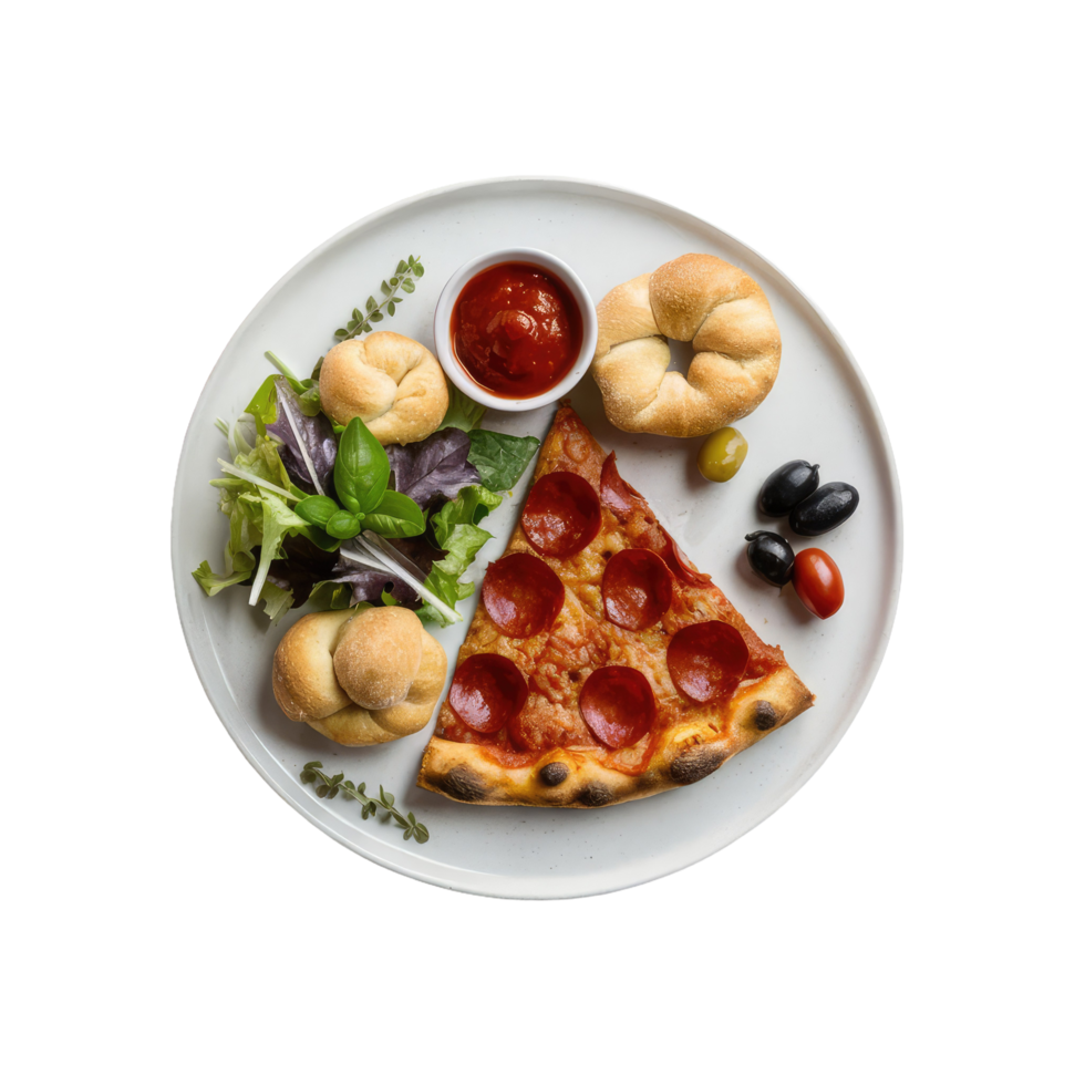 A Slice of Pizza on a White Plate png