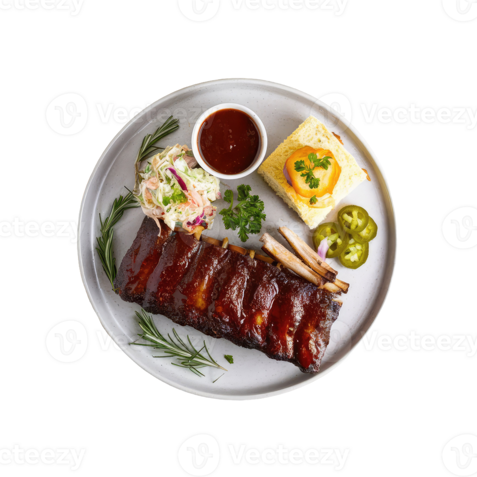 Barbecue Ribs with Coleslaw and Cornbread png