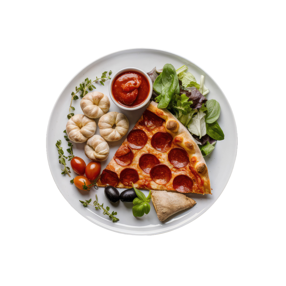 A Slice of Pizza on a White Plate png