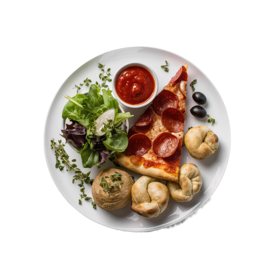 A Slice of Pizza on a White Plate png