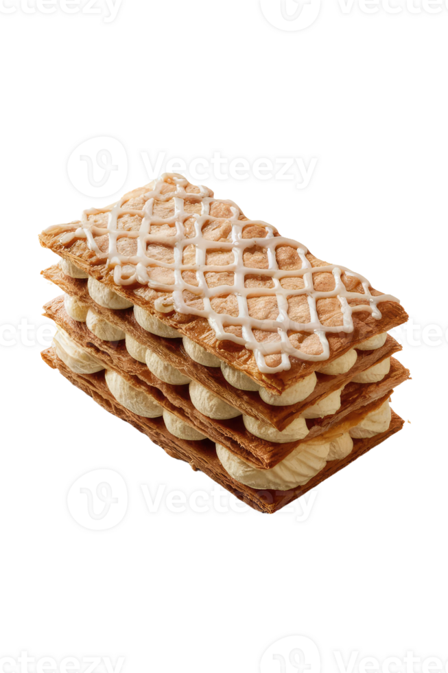 Close-up of a mille-feuille with vanilla ice cream png