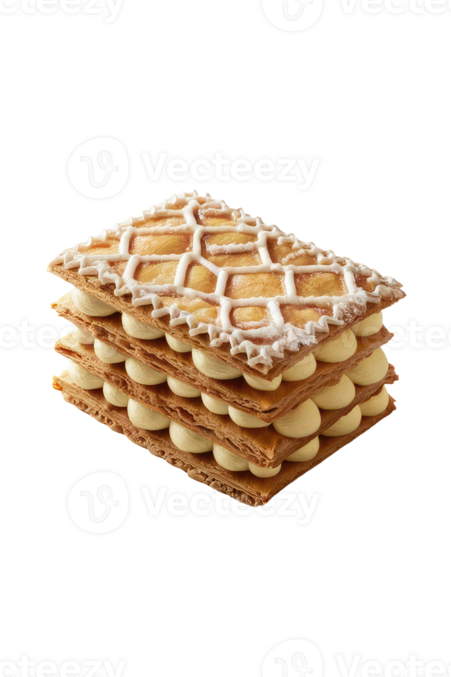 Close-up of a mille-feuille with vanilla ice cream png