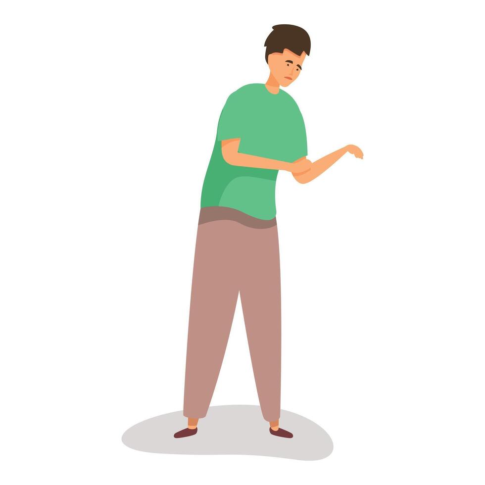 Young man feeling sudden pain in his elbow vector