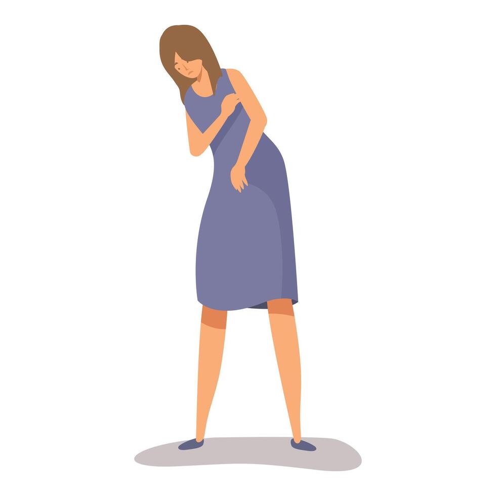 Young woman standing and suffering from strong abdominal pain vector