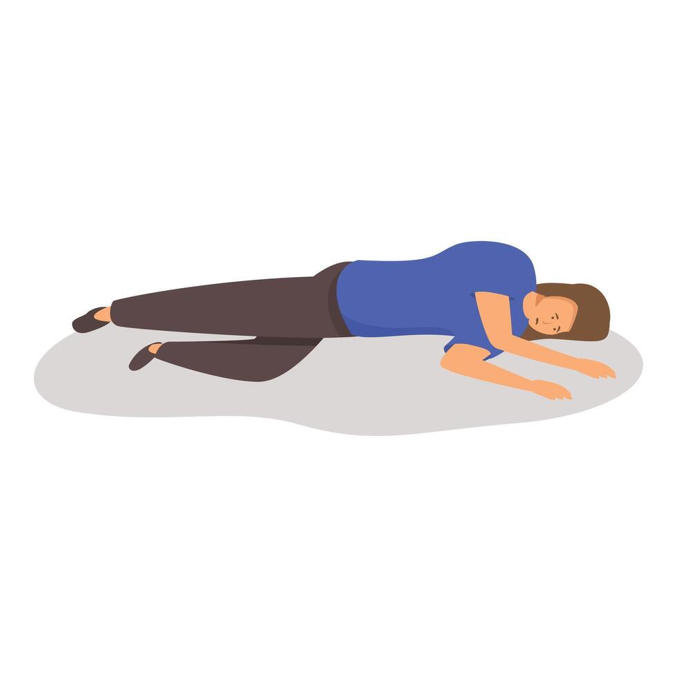 Young man lying down suffering from heat stroke vector