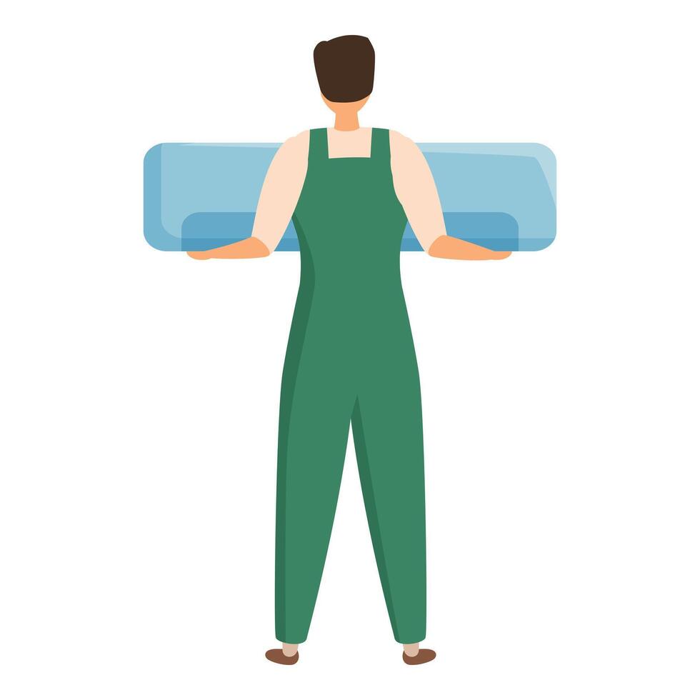 Technician installing air conditioner, repairman fixing climate control system vector