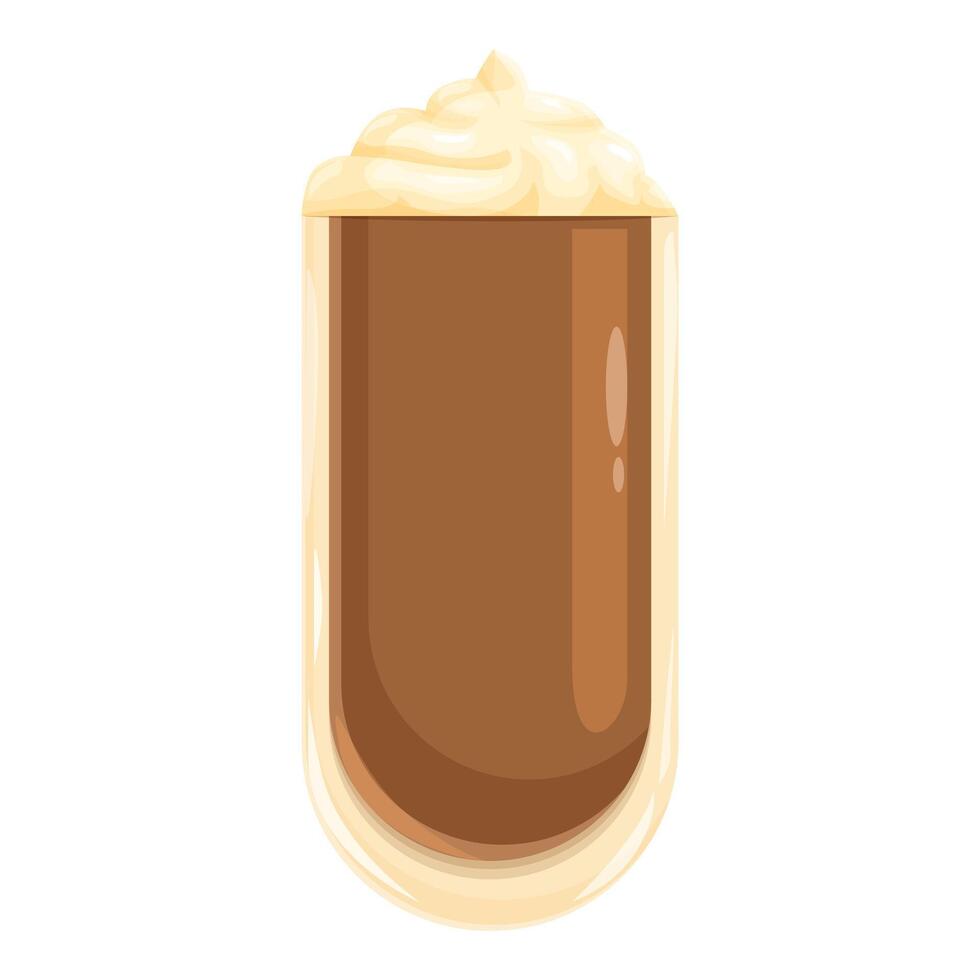 Tall glass of cold brew coffee with whipped cream vector