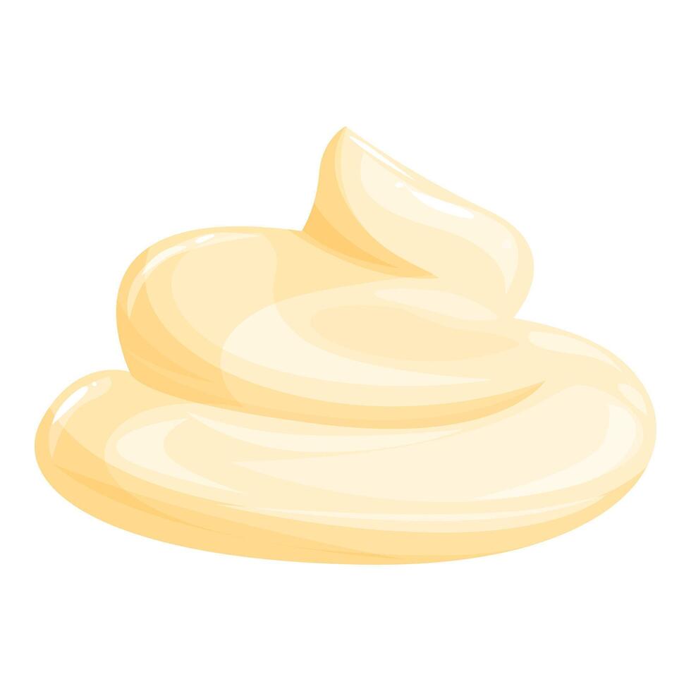 Delicious creamy swirl of mayonnaise spreading on white background vector