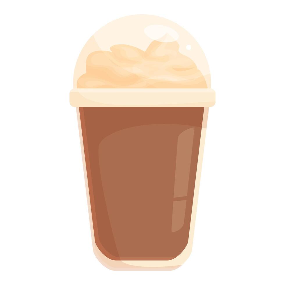 Plastic cup filled with coffee topped with whipped cream vector